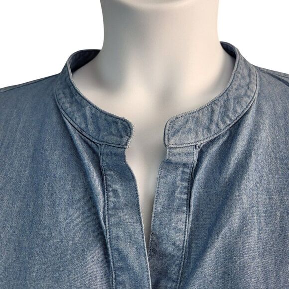 Peter Som Collective Size 14 Blue RTR Designer Tunic Dress Cotton Tiered Ruffles - Picture 8 of 16